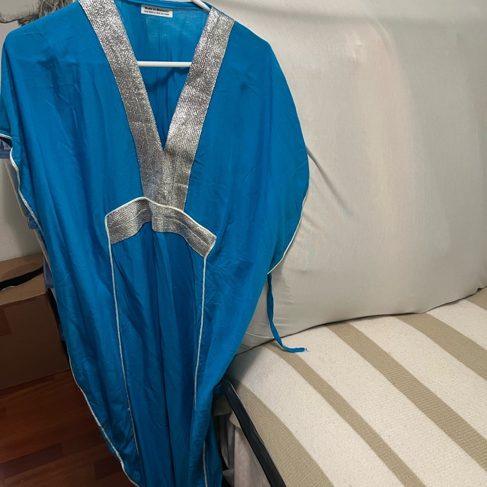 Blue Kaftan with Silver Accents